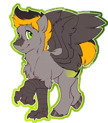 Size: 2776x3150 | Tagged: safe, artist:bagelbytes, artist:tubswubadubs, derpibooru import, oc, oc:digital import, unofficial characters only, hippogriff, pony, male, solo, talons, unshorn fetlocks, wings