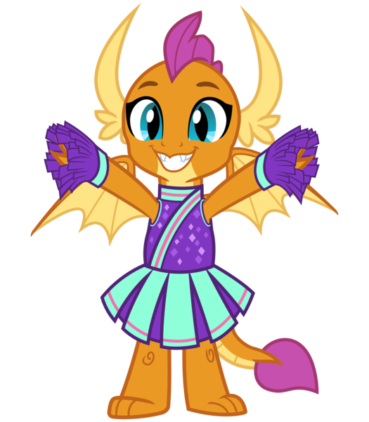 Size: 2800x3200 | Tagged: 2 4 6 greaaat, artist:cheezedoodle96, cheering, cheerleader, cheerleader outfit, cheerleader smolder, clothes, cute, derpibooru import, dragon, dragoness, female, hnnng, looking at you, pleated skirt, pom pom, safe, simple background, skirt, smiling, smolder, smolderbetes, solo, spread wings, svg, .svg available, transparent background, vector, wings