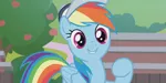 Size: 1366x682 | Tagged: safe, derpibooru import, screencap, rainbow dash, pony, 2 4 6 greaaat, bleachers, cap, cute, dashabetes, hat, outdoors, smiling, tree