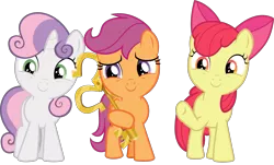 Size: 5259x3171 | Tagged: safe, artist:frownfactory, derpibooru import, apple bloom, scootaloo, sweetie belle, earth pony, pegasus, pony, unicorn, the last crusade, .svg available, bow, cutie mark crusaders, female, filly, horn, key, key to the city, proud, simple background, svg, transparent background, vector, waving, wings