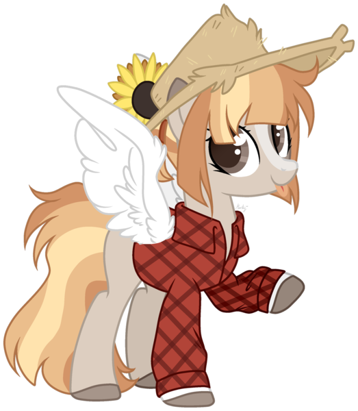 Size: 1280x1468 | Tagged: safe, artist:mintoria, derpibooru import, oc, oc:autumn shirt, pegasus, pony, base used, colored wings, female, hat, mare, simple background, solo, straw hat, tongue out, transparent background, wings