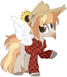 Size: 1280x1468 | Tagged: safe, artist:mintoria, derpibooru import, oc, oc:autumn shirt, pegasus, pony, base used, colored wings, female, hat, mare, simple background, solo, straw hat, tongue out, transparent background, wings