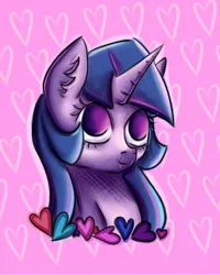 Size: 2404x3000 | Tagged: safe, artist:coco-drillo, derpibooru import, twilight sparkle, alicorn, pony, unicorn, blue mane, bust, colourful, cute, heart, love, portrait, princess, puppy dog eyes, purple eyes, purple fur, solo, waifu