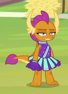 Size: 229x315 | Tagged: 2 4 6 greaaat, cheerleader, cheerleader outfit, cheerleader smolder, clothes, cropped, cute, derpibooru import, dragon, dragoness, female, safe, screencap, smolder, smolderbetes, smolder is not amused, solo, unamused