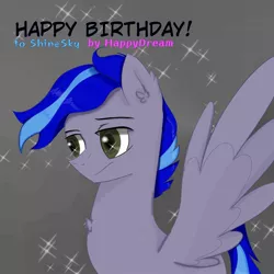 Size: 1920x1920 | Tagged: safe, alternate version, artist:happydream, derpibooru import, oc, oc:shinesky, unofficial characters only, pegasus, pony, birthday, happy birthday, rule 63, solo