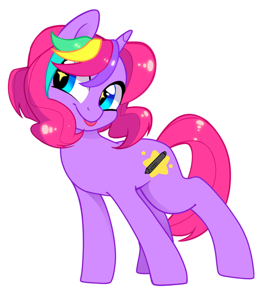 Size: 1398x1544 | Tagged: source needed, safe, artist:klewgcg, derpibooru import, oc, oc:techy twinkle, unofficial characters only, pony, unicorn, :p, base used, movie accurate, simple background, solo, tongue out, white background