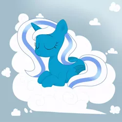 Size: 894x894 | Tagged: safe, artist:meimisuki, derpibooru import, oc, oc:fleurbelle, alicorn, pony, alicorn oc, cloud, cute, eyes closed, female, horn, mare, on a cloud, sleeping, sleeping on cloud, smiling, wings