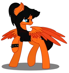 Size: 868x921 | Tagged: safe, artist:nightfallart32, derpibooru import, oc, oc:goldenfox, unofficial characters only, pegasus, pony, bracelet, clothes, ear fluff, ear piercing, earring, emo, jewelry, male, piercing, raised hoof, simple background, solo, spread wings, stallion, three days grace, transparent background, vector, wings