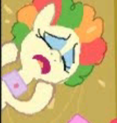 Size: 168x177 | Tagged: safe, derpibooru import, vera, earth pony, pony, clown hair, crying, eyes closed, female, solo, spa pony