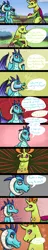 Size: 1200x6238 | Tagged: safe, artist:azurllinate, derpibooru import, princess ember, thorax, changedling, changeling, dragon, admitting feelings, blushing, blushing profusely, bush, changeling x dragon, chewing, closeup on the face, comic, conversation, cupcake, disappointed, dragon lord ember, dragoness, eating, embarrassed, embrax, female, food, heartbeat, interspecies, interspecies love, king thorax, looking at each other, looking away, love, lunch, male, orange eyes, purple eyes, royalty, shipping, sitting, sitting at table, speech, speech bubble, straight, swallowing, talking, talking with your mouth full, walking, yelling