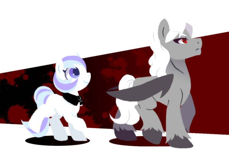 Size: 1200x830 | Tagged: safe, artist:yokokinawa, derpibooru import, oc, oc:dracula, oc:eleonor, pony, unicorn, vampire, vampony, clothes, lineless, maid, red eyes