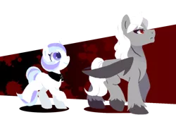 Size: 1200x830 | Tagged: safe, artist:yokokinawa, derpibooru import, oc, oc:dracula, oc:eleonor, pony, unicorn, vampire, vampony, clothes, lineless, maid, red eyes