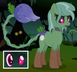 Size: 1760x1640 | Tagged: safe, artist:razorbladetheunicron, derpibooru import, oc, oc:lost woods, oc:prairie, unofficial characters only, earth pony, monster pony, original species, piranha plant pony, plant pony, pony, lateverse, augmented tail, base used, corrupted, everfree forest, evil, female, mare, next generation, offspring, parent:birch bucket, parent:lotus blossom, parents:lotusbucket, piranha plant, plant, solo