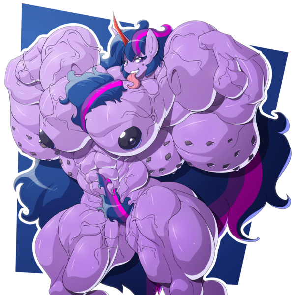 Size: 1550x1550 | Tagged: questionable, artist:devmgf, derpibooru import, part of a set, sci-twi, twilight sparkle, anthro, equestria girls, abs, armpits, blushing, breasts, buff breasts, busty sci-twi, busty twilight sparkle, chest fluff, chest hair, clothes, colored horn, corrupted, curved horn, female, fetish, flexing, grin, horn, human to anthro, hyper, hyper muscle, implied king sombra, long hair, long tongue, looking at you, muscle fetish, muscle growth, muscles, nipples, nudity, open mouth, pubic hair, smiling, solo, solo female, sombra's horn, tongue out, torn clothes, transformation, vein