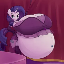 Size: 3000x3000 | Tagged: suggestive, artist:funble, derpibooru import, rarity, anthro, unicorn, belly, belly button, bellyring, big belly, big breasts, bra, breasts, busty rarity, clothes, cutie mark, ear piercing, earring, evening gloves, eyeshadow, female, gloves, huge belly, huge breasts, hyper, hyper belly, hyper pregnancy, impossibly large belly, impossibly large breasts, jewelry, long gloves, looking at you, makeup, piercing, preggity, pregnant, see-through, smiling, solo, solo female, underwear