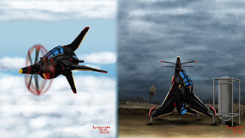 Size: 3252x1843 | Tagged: artist:amalgamzaku, commission, derpibooru import, fallout equestria, fallout equestria: resistance, fanfic art, fighter plane, no pony, plane, safe, vtol