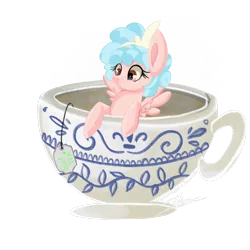 Size: 2048x2048 | Tagged: safe, artist:sweetkllrvane, derpibooru import, cozy glow, pony, cozybetes, cup, cup of pony, cupcake, cute, female, filly, food, micro, tea