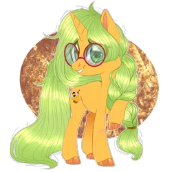 Size: 900x900 | Tagged: safe, artist:sadelinav, derpibooru import, oc, oc:honey nevaeh, unofficial characters only, pony, unicorn, braid, female, glasses, mare, solo