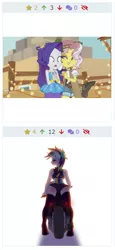 Size: 248x538 | Tagged: suggestive, artist:dinoalpaka, derpibooru import, rarity, vignette valencia, anthro, derpibooru, equestria girls, equestria girls series, rollercoaster of friendship, alternate hairstyle, juxtaposition, meta, motorcycle, punk, raripunk, rcf community