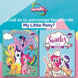 Size: 800x800 | Tagged: alicorn, applejack, book, book cover, cover, derpibooru import, fluttershy, food, ice cream, mane six, my little pony logo, notebook, pinkie pie, rainbow, rainbow dash, rarity, safe, spanish, spike, twilight sparkle, twilight sparkle (alicorn)