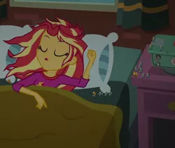 Size: 1280x1080 | Tagged: safe, derpibooru import, sunset shimmer, human, equestria girls, bed, crossover, eri kasamoto, fiolina germi, marco rossi, metal slug, pixel art, regular army, sleeping, sneaking, sprite, sunset's apartment, tarma roving