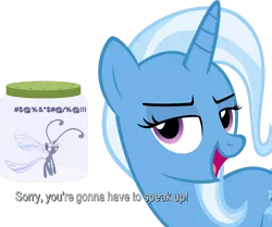 Size: 2688x2249 | Tagged: safe, artist:zacatron94, derpibooru import, trixie, oc, oc:silverlay, breezie, pony, breeziefied, censored vulgarity, grawlixes, high res, jar, simple background, species swap, transparent background, vector