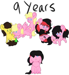 Size: 857x932 | Tagged: safe, artist:moonlightdisney5, derpibooru import, oc, oc:moonlight, earth pony, pegasus, pony, anniversary, bow, emo phase, fluffy, freckles, tail bow