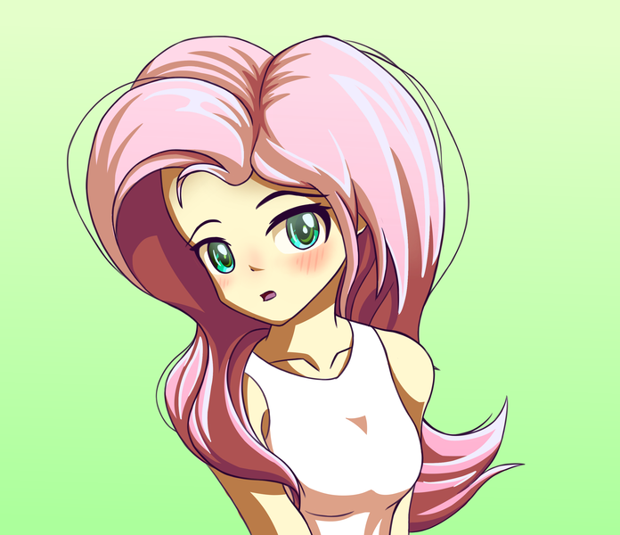 Size: 2900x2500 | Tagged: safe, artist:mutant-horsies, derpibooru import, fluttershy, equestria girls, blushing, female, green background, high res, simple background, solo