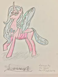 Size: 2448x3264 | Tagged: artist:oc1024, changeling, changeling oc, colored pencil drawing, derpibooru import, oc, oc:locust, safe, solo, traditional art, unofficial characters only