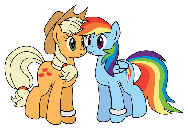 Size: 612x428 | Tagged: safe, artist:dekomaru, derpibooru import, edit, applejack, rainbow dash, pony, appledash, cropped, female, lesbian, shipping