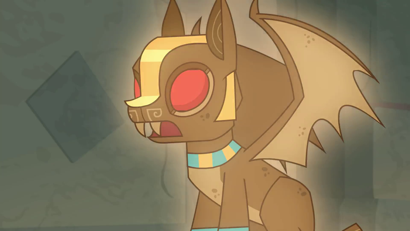 Size: 1920x1080 | Tagged: safe, derpibooru import, screencap, gargoyle, guardiangoyle, pony, daring doubt, red eyes, solo, statue