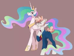 Size: 3809x2909 | Tagged: safe, artist:polymercorgi, derpibooru import, princess celestia, svengallop, pony, crack shipping, female, high res, male, shipping, simple background, straight, svenlestia