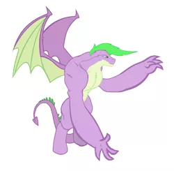 Size: 1456x1424 | Tagged: safe, derpibooru import, edit, editor:proto29, spike, dracony, dragon, hybrid, pony, male, muscles, older, older spike, race swap, simple background, solo, species swap, transformation, white background, winged spike