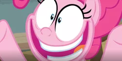 Size: 1920x962 | Tagged: safe, derpibooru import, screencap, pinkie pie, earth pony, pony, a trivial pursuit, faic, smiling, solo, teeth