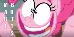 Size: 1280x641 | Tagged: safe, derpibooru import, edit, edited screencap, screencap, pinkie pie, earth pony, pony, a trivial pursuit, butts, caption, dialogue, female, image macro, insanity, lesbian, smiling, teeth, text