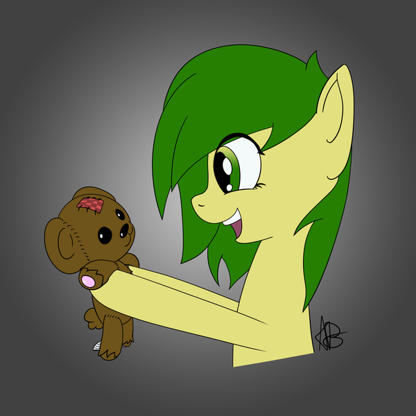 Size: 2160x2160 | Tagged: safe, artist:mranthony2, derpibooru import, oc, oc:lemon bounce, pony, colored, cute, flat colors, happy, plushie, simple background, smiling, solo, teddy bear, torso