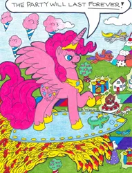 Size: 1648x2155 | Tagged: alicorn, alicornified, artist:jamestkelley, board game, bubblegum, cake, chaos, cherry, cloud, cotton candy, cowering, crown, derpibooru import, derpy hooves, female, flying, food, gum, gummy, hat, house, ice cream, jewelry, male, official comic, party favor, party hat, peppermint, pinkiecorn, pinkie pie, ponyville, princess of chaos, princess pinkie pie, race swap, reality warp, regalia, rubber chicken, running, safe, spoiler:comic, spoiler:comic57, sundae, surfing, tree, whipped cream, xk-class end-of-the-world scenario