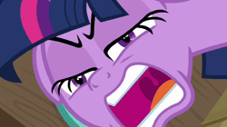 Size: 656x368 | Tagged: safe, derpibooru import, screencap, twilight sparkle, twilight sparkle (alicorn), alicorn, pony, a trivial pursuit, angry, faic, floppy ears, solo, this is trivia trot, uvula