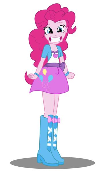 Size: 2037x3278 | Tagged: safe, artist:remcmaximus, derpibooru import, pinkie pie, human, equestria girls, boots, breasts, cleavage, clothes, cute, female, high heel boots, high res, looking at you, miniskirt, nervicited, shoes, simple background, skirt, smiling, solo, transparent background, vector