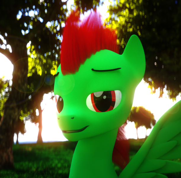 Size: 2000x1965 | Tagged: safe, artist:jankiefx, derpibooru import, oc, pegasus, pony, 3d, bust, cinema4d, male, portrait, solo, stallion, tree