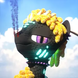 Size: 2000x2000 | Tagged: safe, artist:jankiefx, derpibooru import, oc, dracony, dragon, hybrid, pony, 3d, bust, cinema4d, dreadlocks, fire, male, portrait, solo