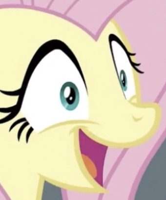 Size: 340x409 | Tagged: safe, derpibooru import, screencap, fluttershy, pegasus, pony, daring doubt, bag, close-up, cropped, cute, extreme close up, female, happy, mare, open mouth, saddle bag, shyabetes, solo