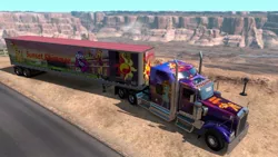 Size: 1192x670 | Tagged: safe, artist:pabrony83, derpibooru import, sunset shimmer, human, pony, equestria girls, american truck simulator, arizona, cutie mark, female, game screencap, grand canyon, kenworth, kenworth w900, truck, video game