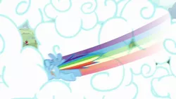 Size: 1280x720 | Tagged: safe, derpibooru import, screencap, rainbow dash, pegasus, pony, butt, cloud, flying, intro, opening, plot, sky, solo, theme song