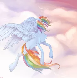 Size: 1280x1301 | Tagged: safe, artist:lastaimin, derpibooru import, rainbow dash, pony, cloud, flying, solo, spread wings, wings
