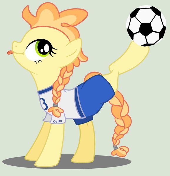 Size: 1024x1063 | Tagged: safe, artist:loveedovey, derpibooru import, oc, oc:long shot, earth pony, pony, ball, base used, clothes, female, mare, shirt, simple background, solo, tongue out