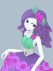 Size: 2448x3264 | Tagged: safe, artist:haibaratomoe, derpibooru import, rarity, equestria girls, legend of everfree, beautiful, clothes, crystal gala dress, cute, dress, flower, flower in hair, raribetes, sleeveless