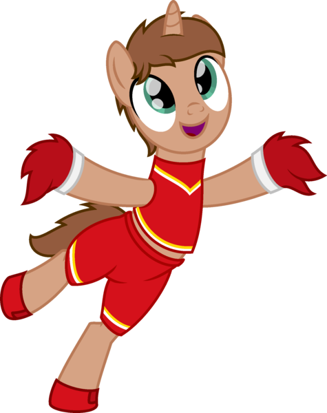 Size: 1829x2310 | Tagged: safe, artist:peternators, derpibooru import, oc, oc:heroic armour, unofficial characters only, pony, cheerleader, cheerleader outfit, clothes, male, male cheerleader, pom pom, simple background, smiling, solo, teenager, transparent background