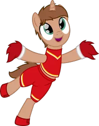 Size: 1829x2310 | Tagged: safe, artist:peternators, derpibooru import, oc, oc:heroic armour, unofficial characters only, pony, cheerleader, cheerleader outfit, clothes, male, male cheerleader, pom pom, simple background, smiling, solo, teenager, transparent background
