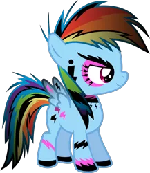 Size: 6000x6912 | Tagged: safe, artist:serenawyr, derpibooru import, rainbow dash, pegasus, pony, absurd resolution, choker, eyeshadow, female, filly, filly rainbow dash, goth, makeup, ponymania, simple background, solo, tattoo, transparent background, vector, younger